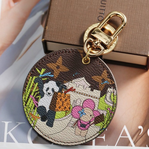 Louis Vuitton 루이비통 태양꽃 개구리 일러스트 라운드 가죽 키링