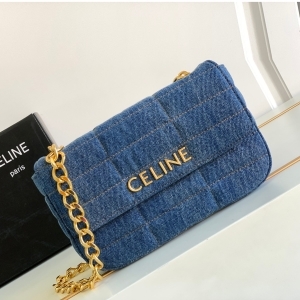 Celine 셀린느 2023 데님 모노크롬 마틀라세 체인 숄더백 111273 24CM