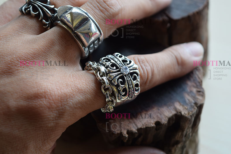 CHROME HEARTS 크롬하츠st 오리지날 925 플로랄 크로스 쥬얼반지(正品구성품포함) 12