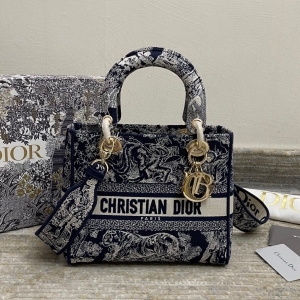 Dior 디올 2023 자수 레이디 D-LITE 미듐 24CM