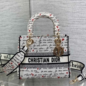 Dior 디올 2024 자수 레이디 D-LITE 미듐 24CM