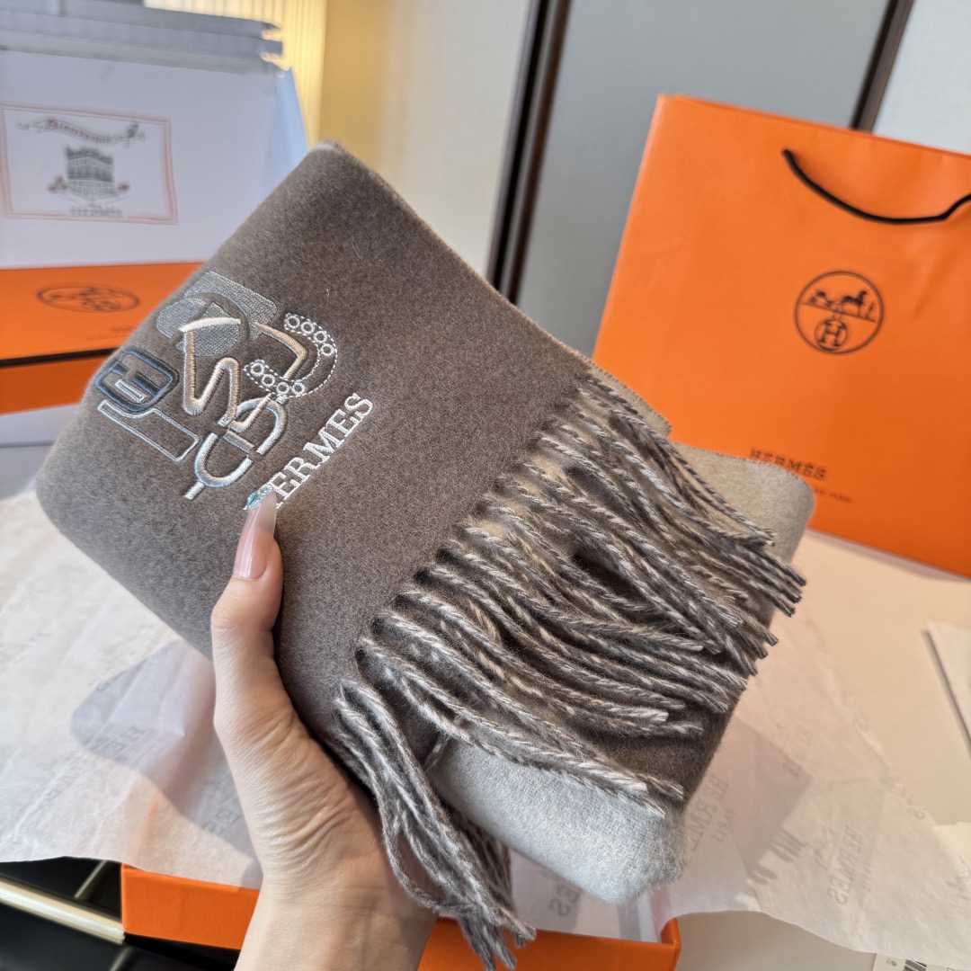 Hermes 에르메스 로고 양면 머플러 3