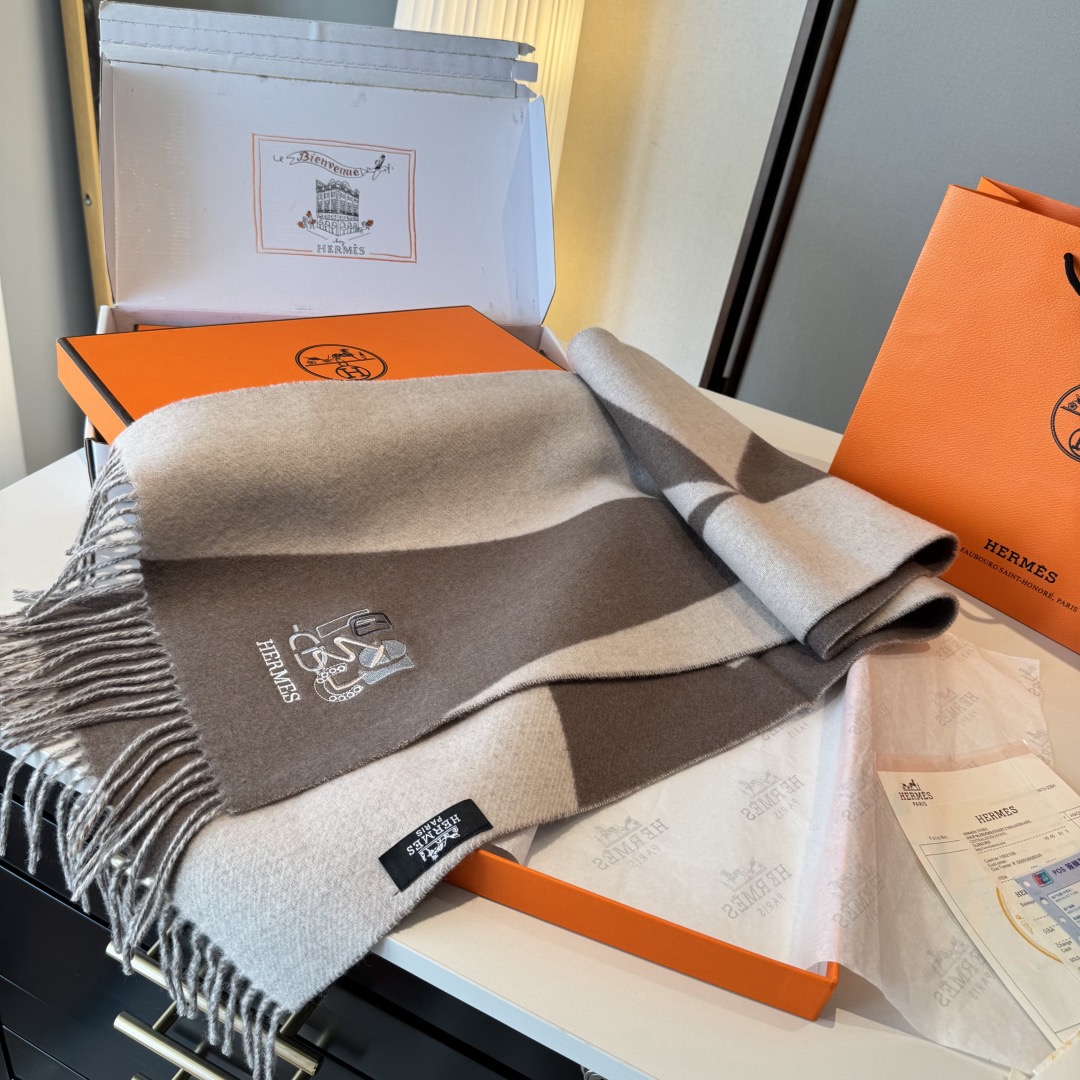 Hermes 에르메스 로고 양면 머플러 5