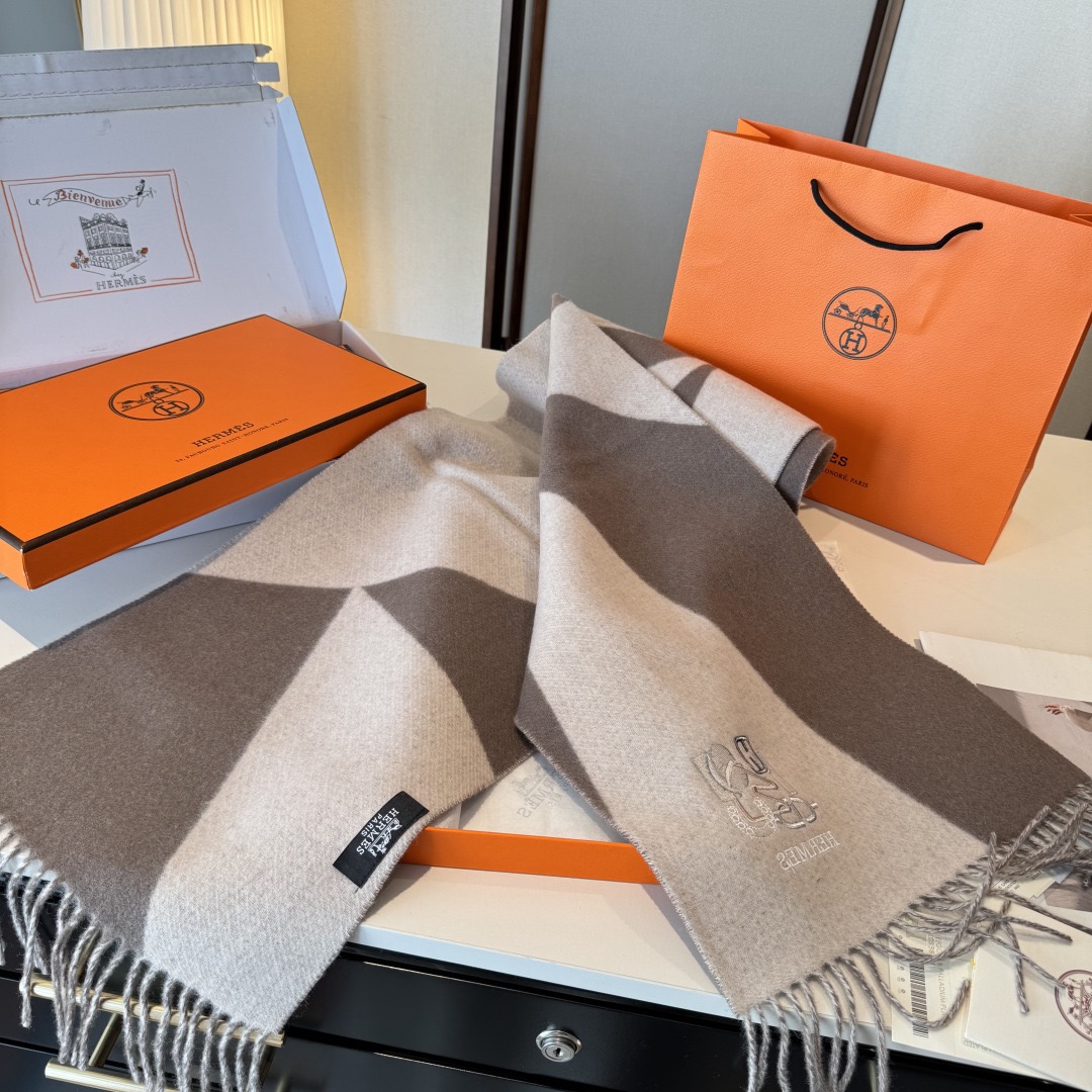 Hermes 에르메스 로고 양면 머플러 6