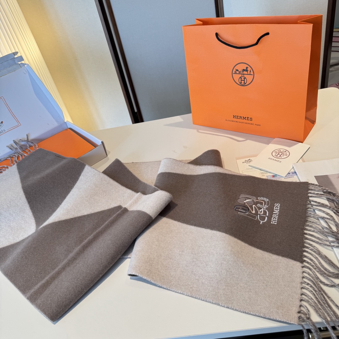 Hermes 에르메스 로고 양면 머플러 8