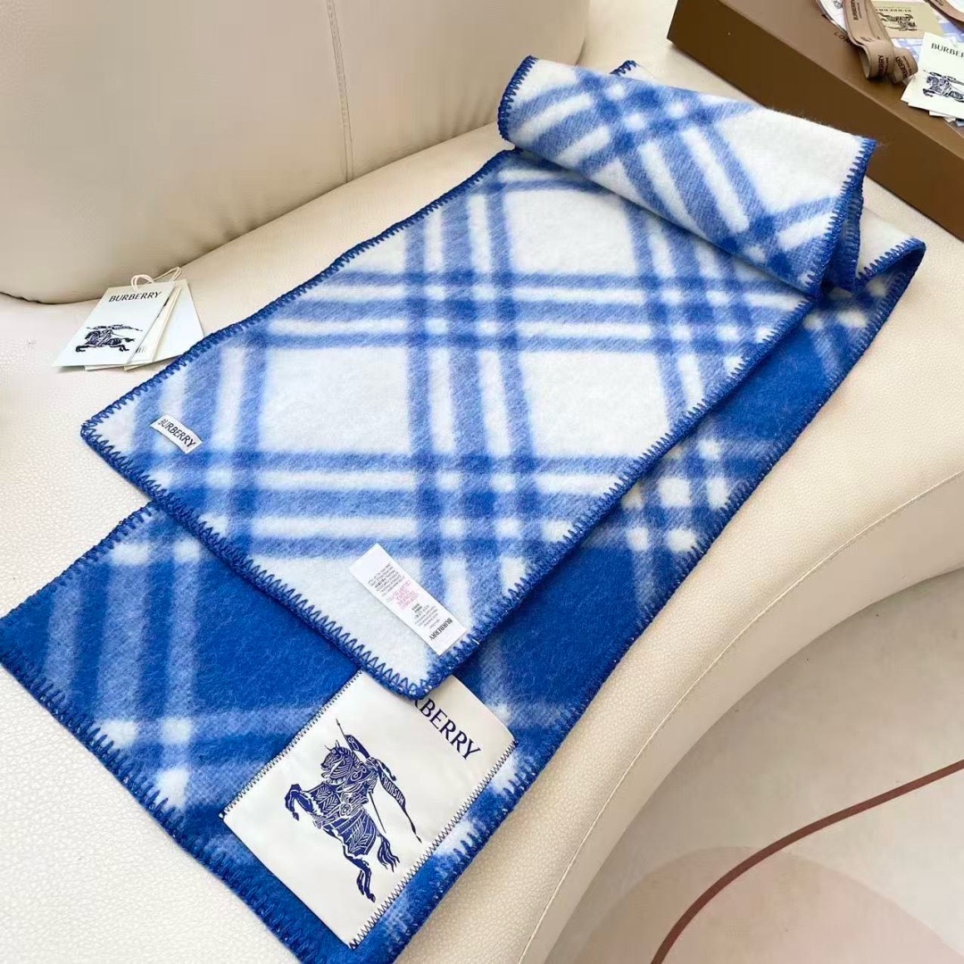 BURBERRY 버버리 체크 울 머플러 담요 6