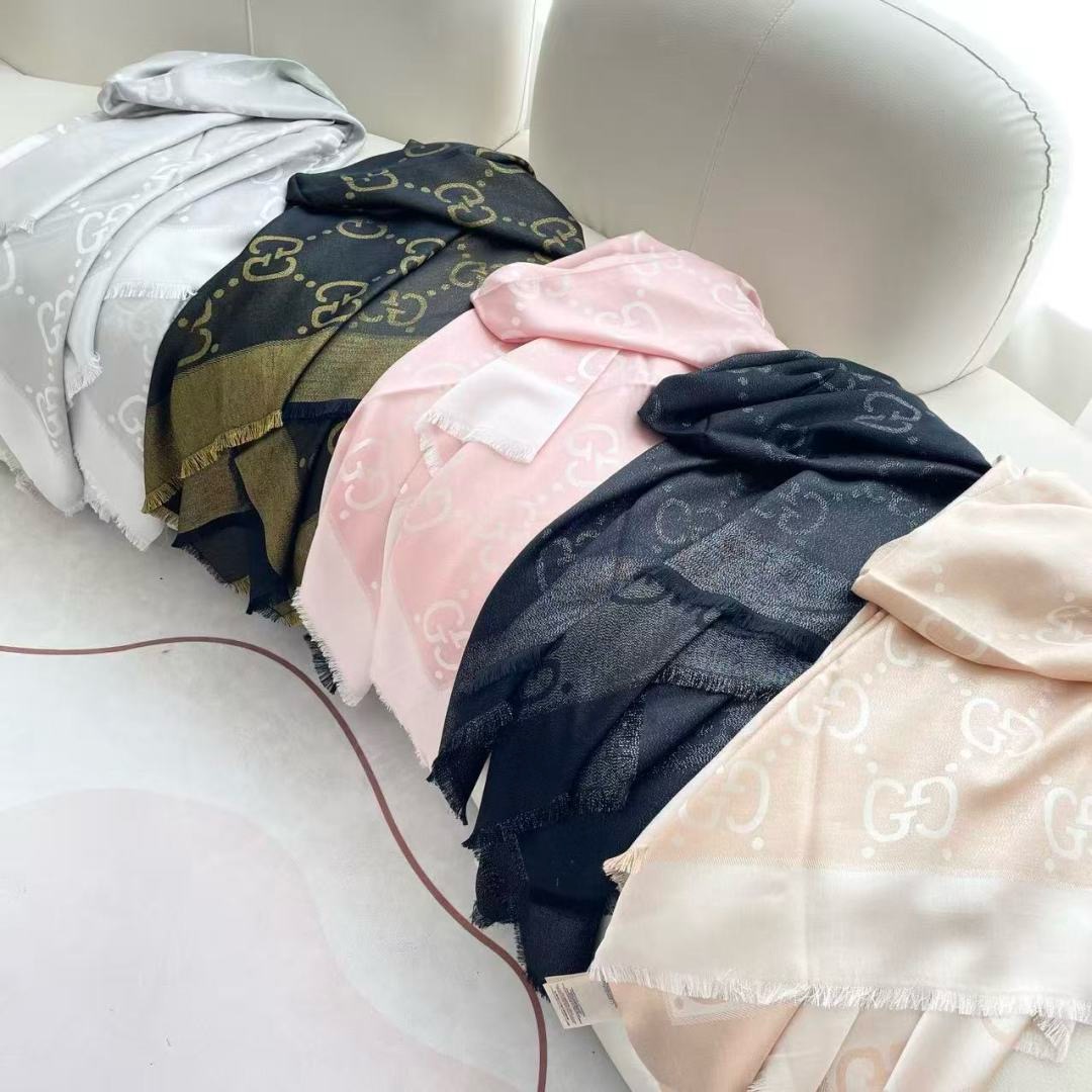 Gucci 구찌 고급 양모 실크 GG 로고 숄 머플러 2