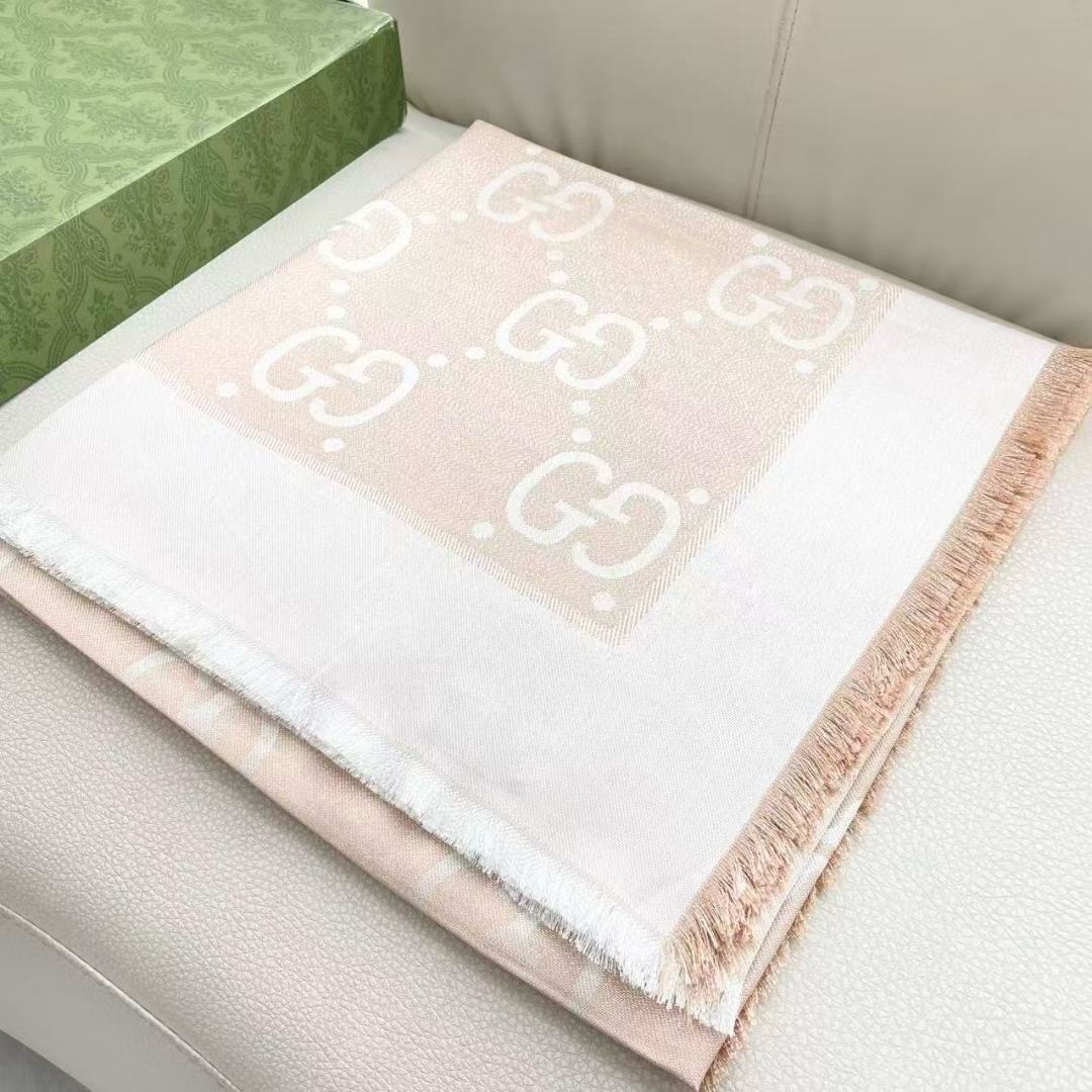 Gucci 구찌 고급 양모 실크 GG 로고 숄 머플러 4
