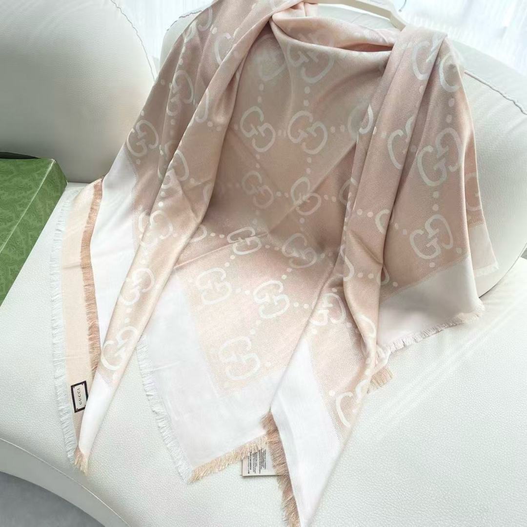 Gucci 구찌 고급 양모 실크 GG 로고 숄 머플러 6