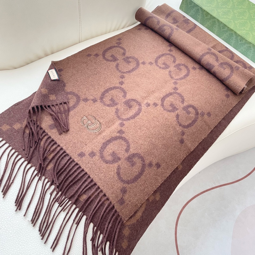 Gucci 구찌 GG 로고 양면 울 머플러 6