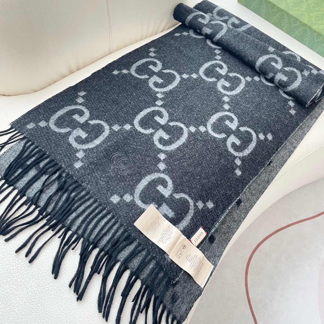 Gucci 구찌 GG 로고 양면 울 머플러 5