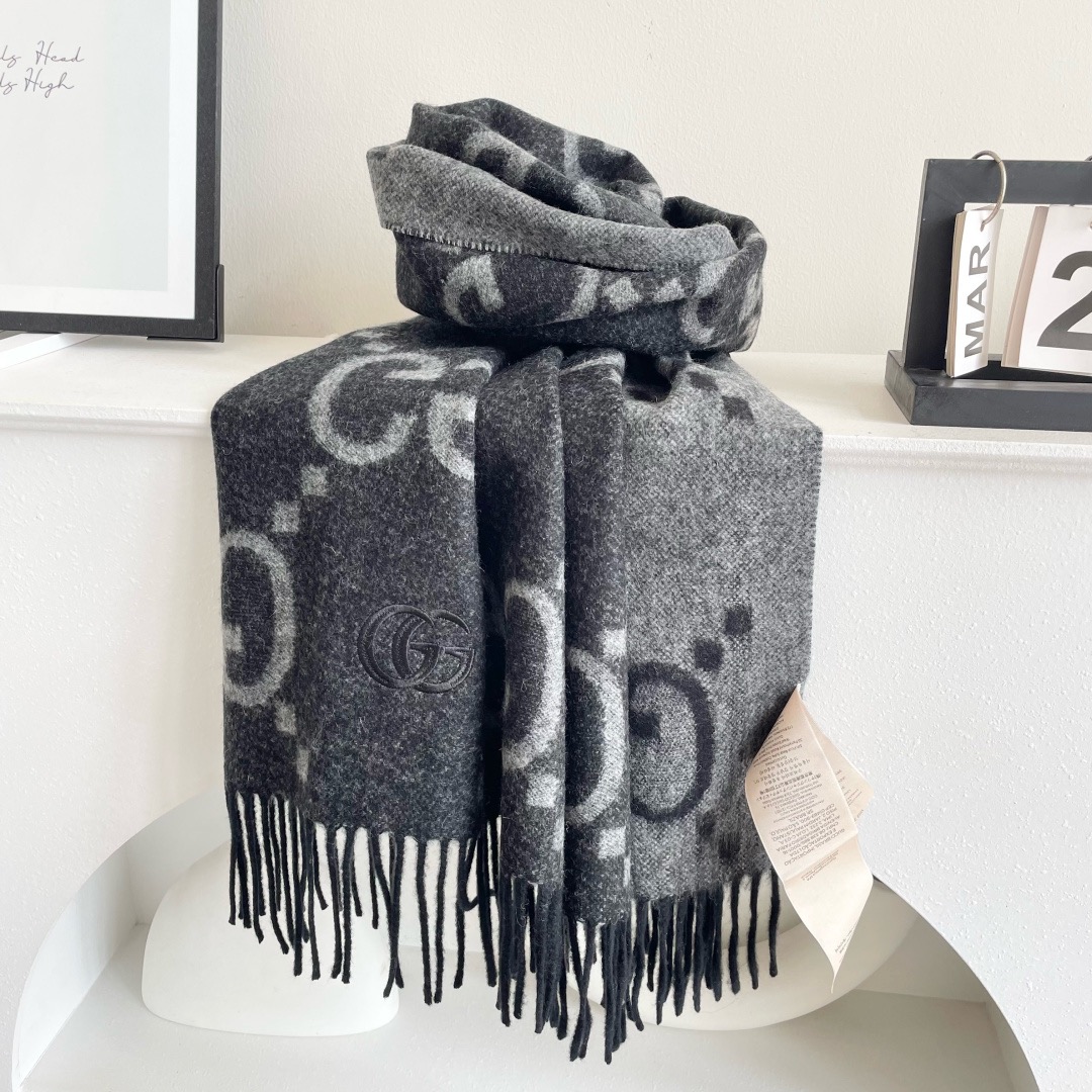 Gucci 구찌 GG 로고 양면 울 머플러 8