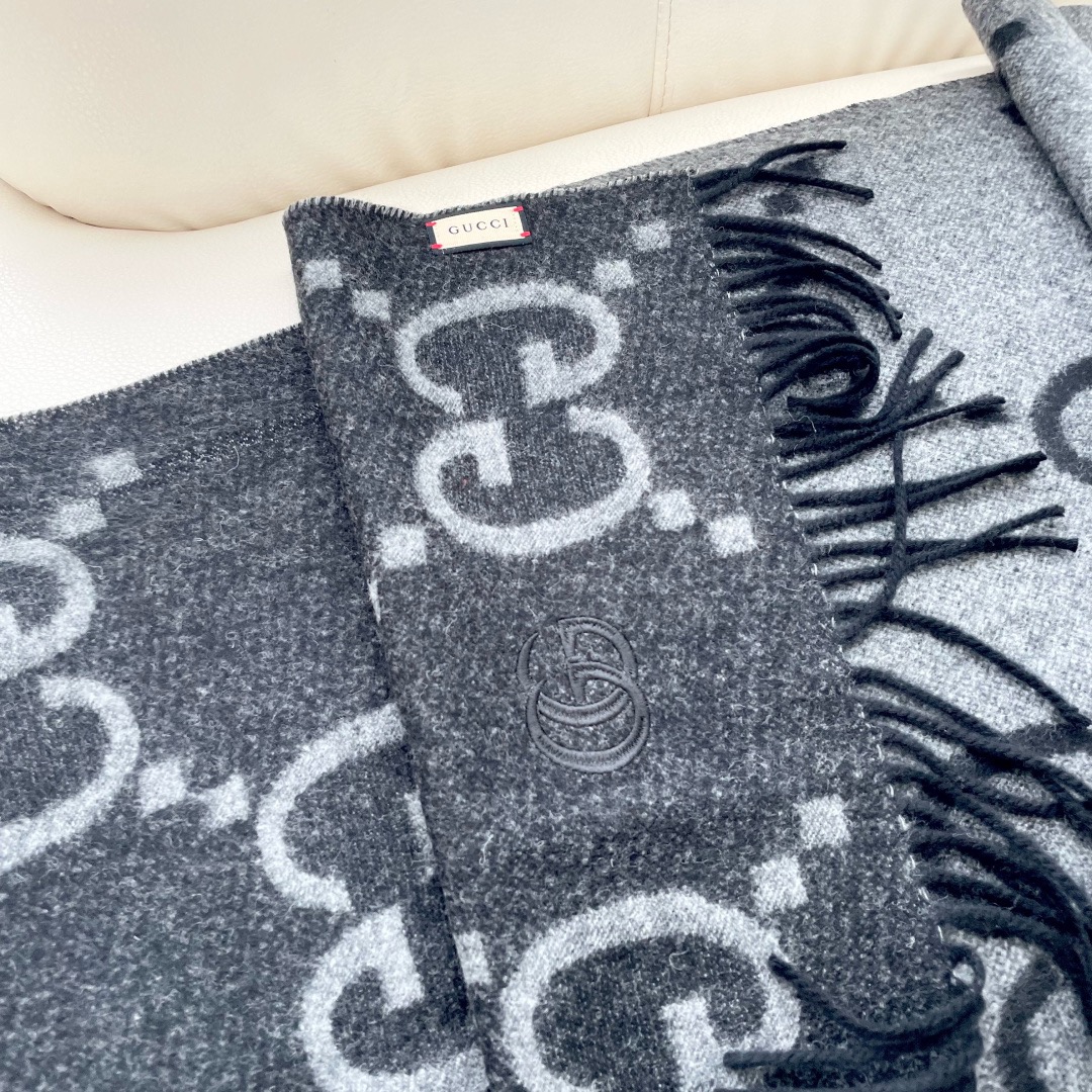 Gucci 구찌 GG 로고 양면 울 머플러 9