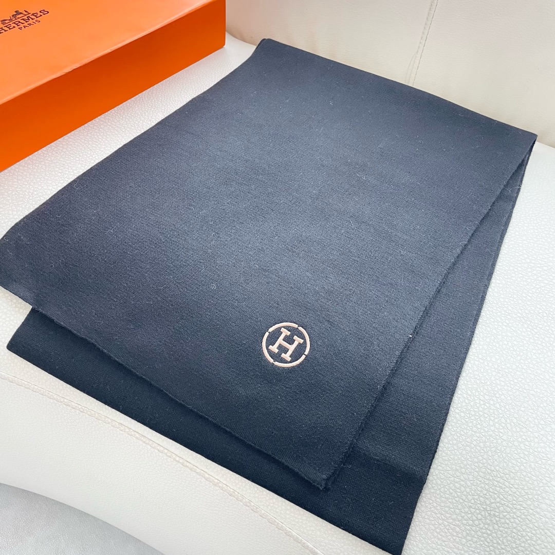 Hermes 에르메스 로고 니트 울 머플러 4