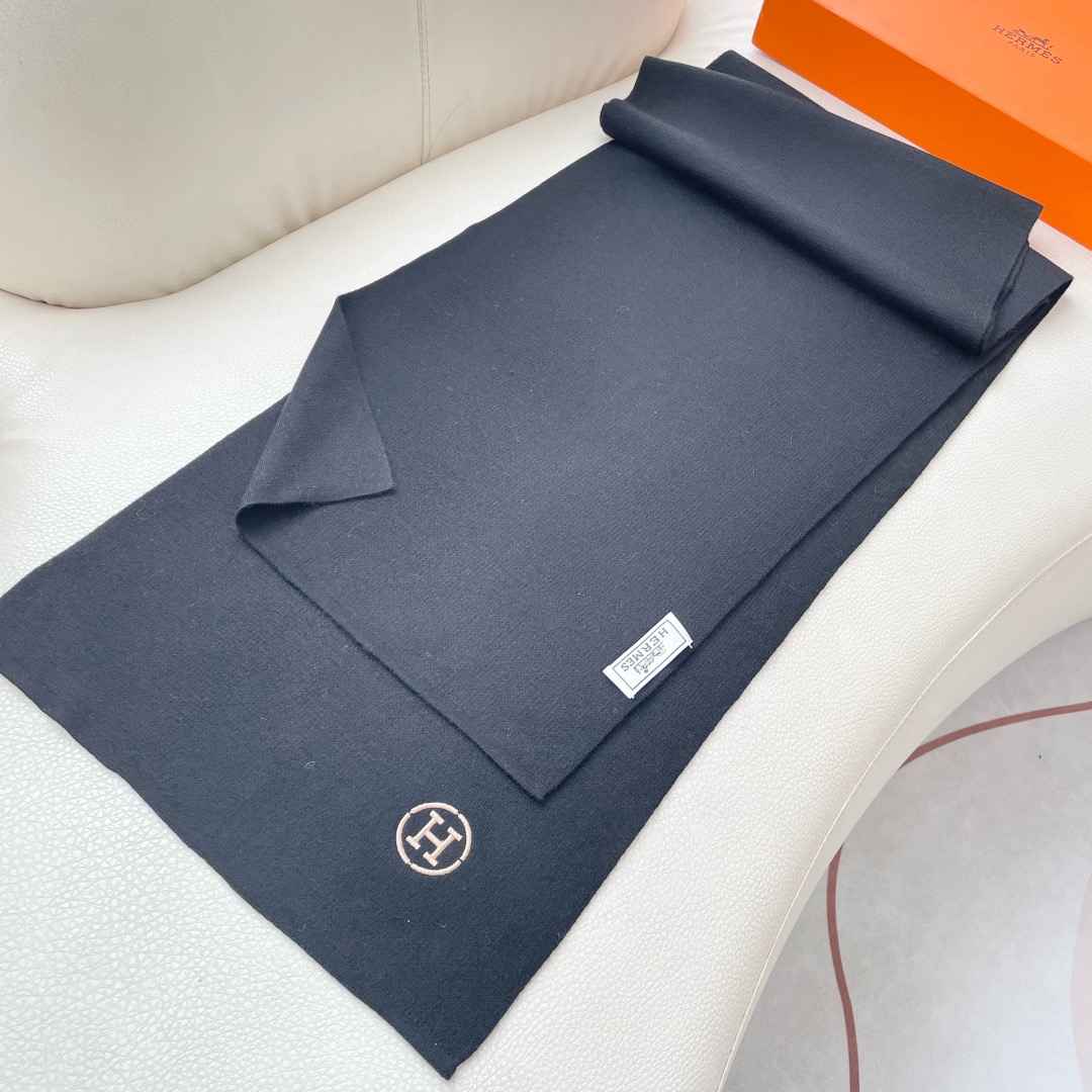 Hermes 에르메스 로고 니트 울 머플러 7