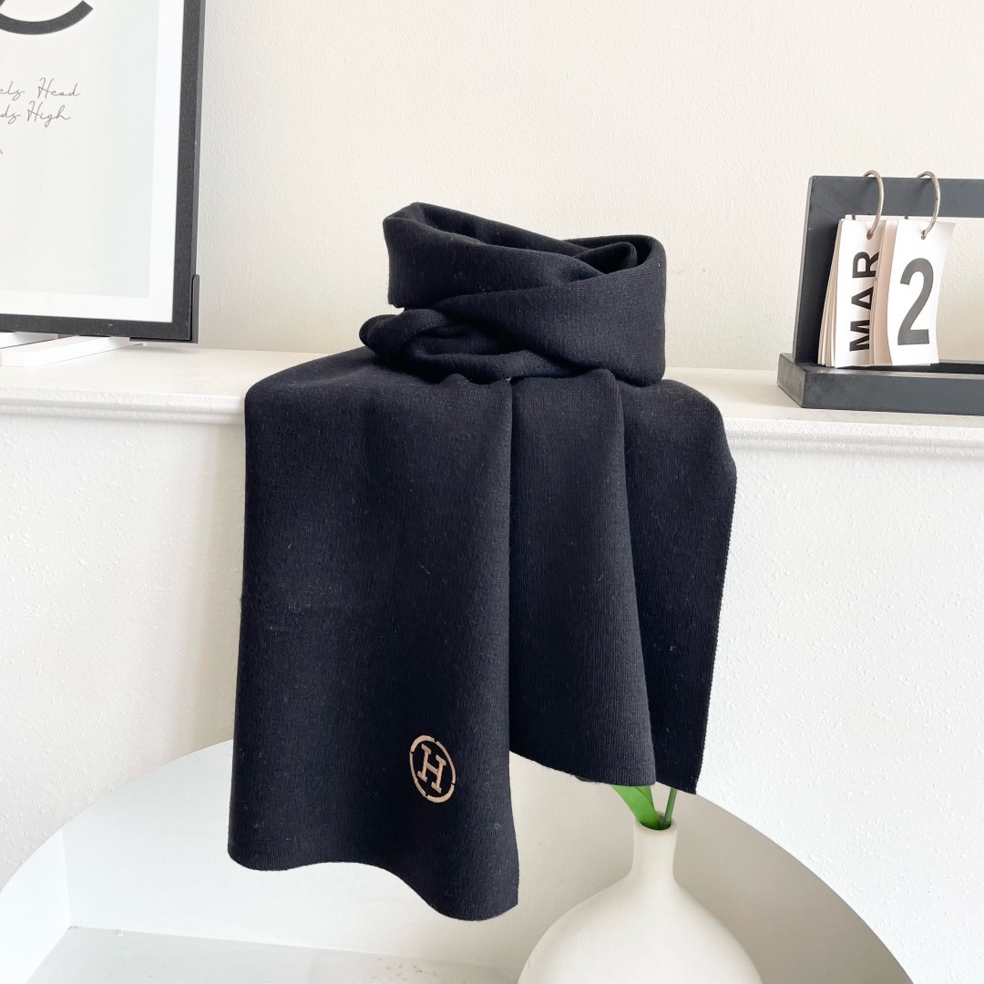 Hermes 에르메스 로고 니트 울 머플러 8