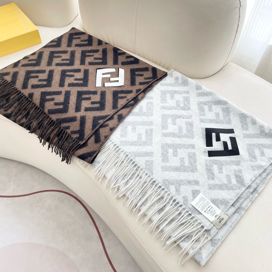 Fendi 펜디 FF 로고 양모 머플러 2