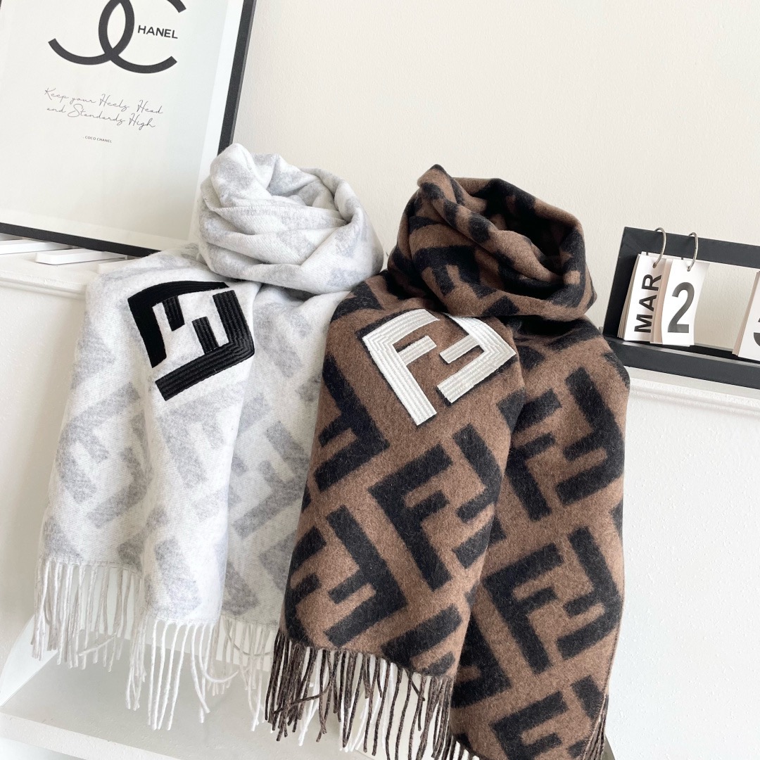 Fendi 펜디 FF 로고 양모 머플러 3