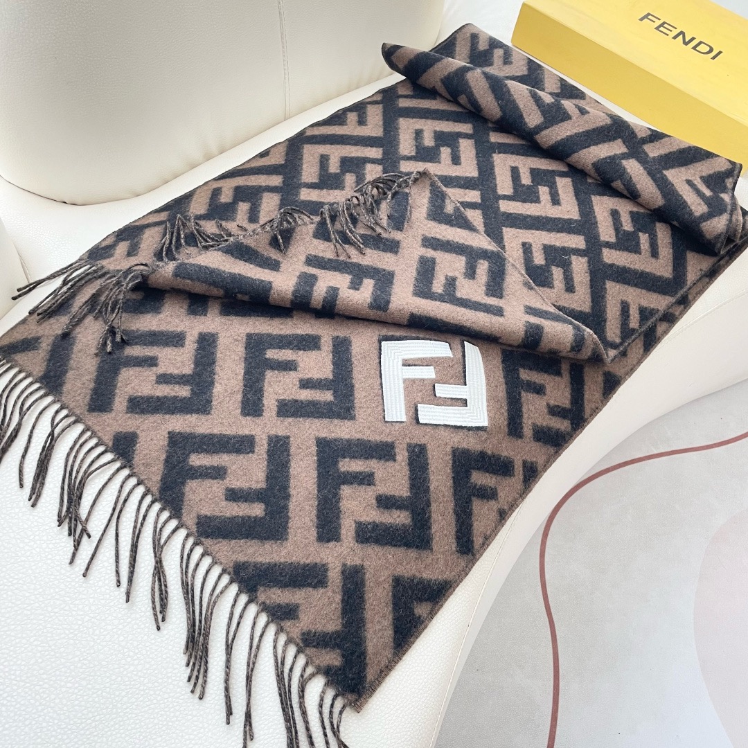 Fendi 펜디 FF 로고 양모 머플러 6
