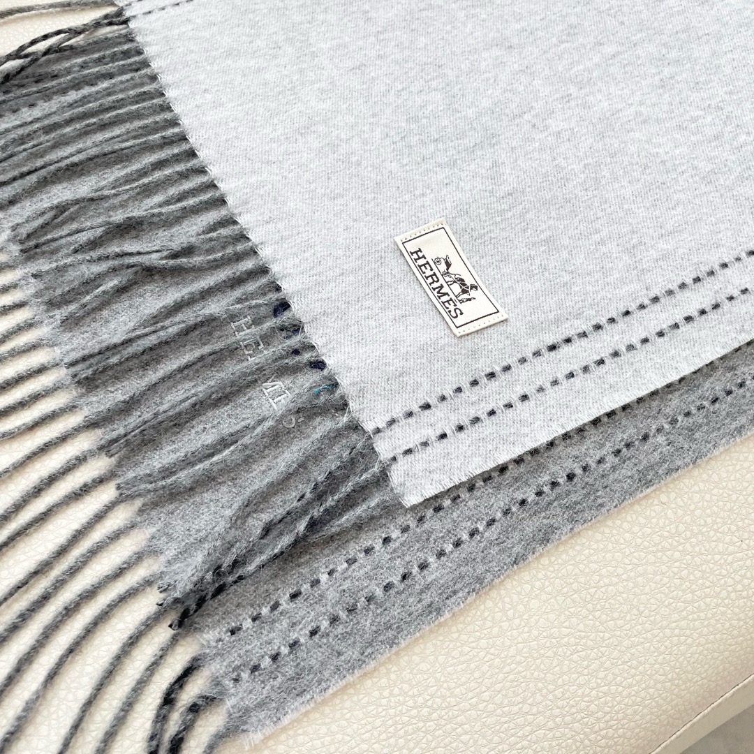 HERMES 에르메스 남녀공용 양면 로고 머플러 10