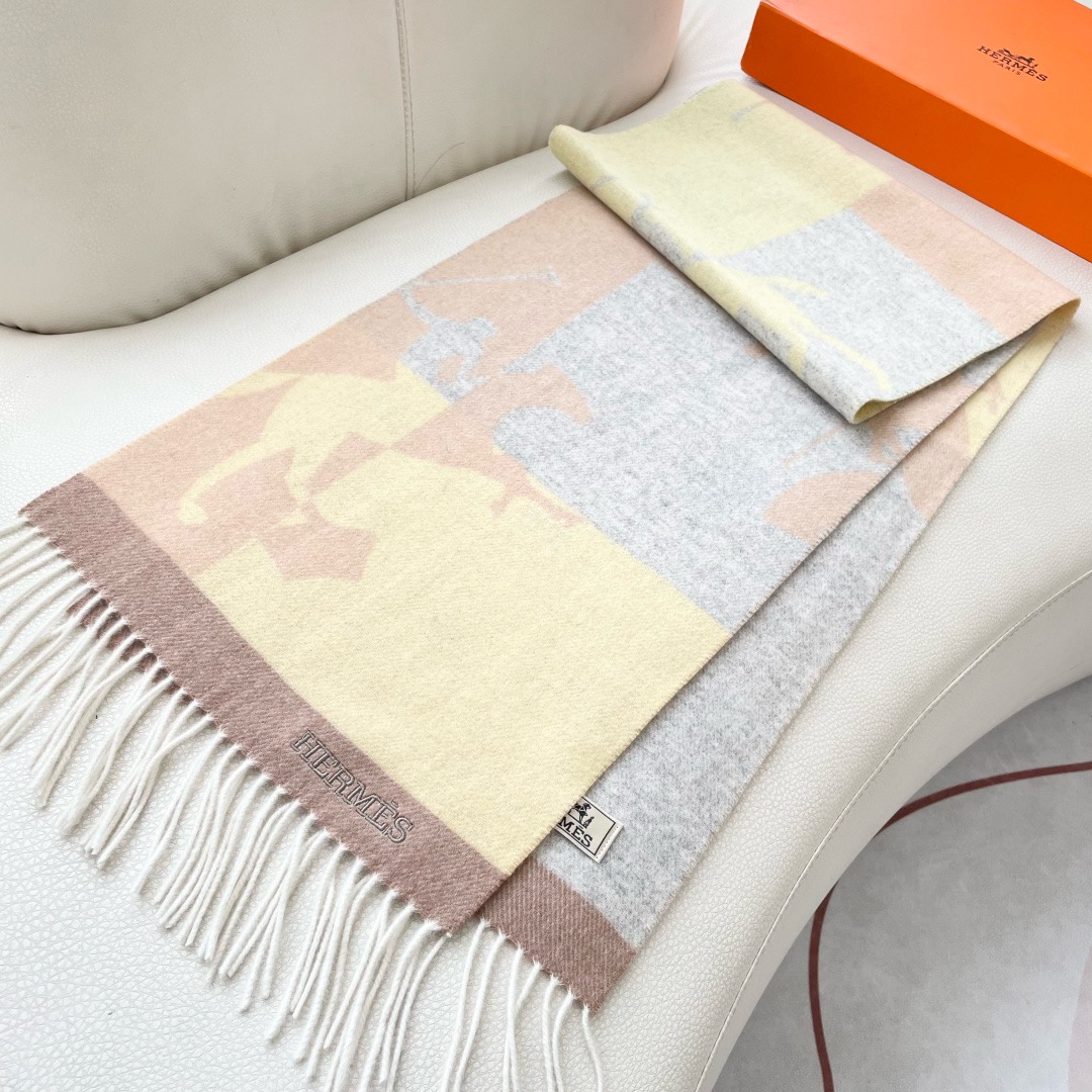 Hermes 에르메스 남녀공용 클래식 말 모티브 울 머플러 6