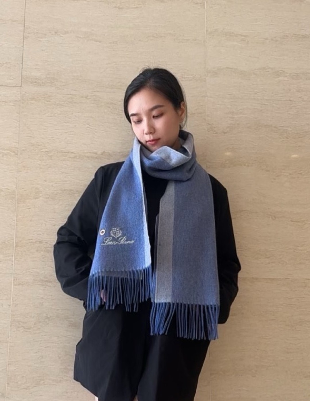 Loro Piana 노悠翻雅 양모 머플러 겸 숄 9