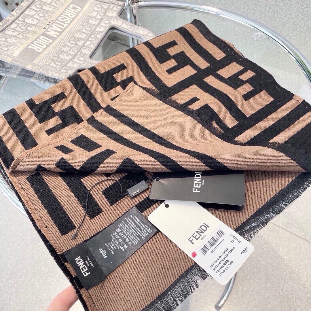 Fendi 펜디 FF 로고 울 캐시미어 머플러 3