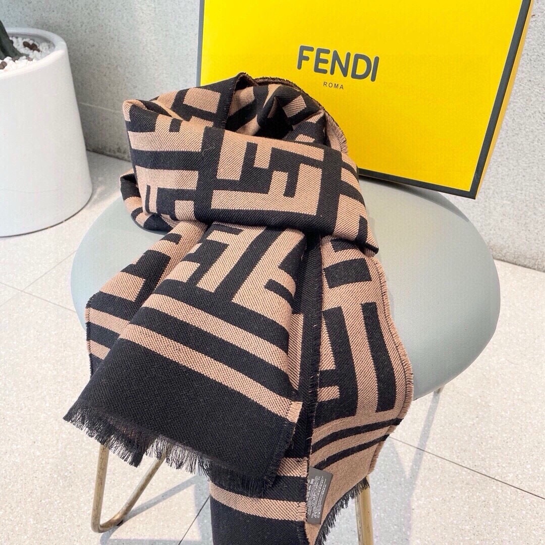 Fendi 펜디 FF 로고 울 캐시미어 머플러 8