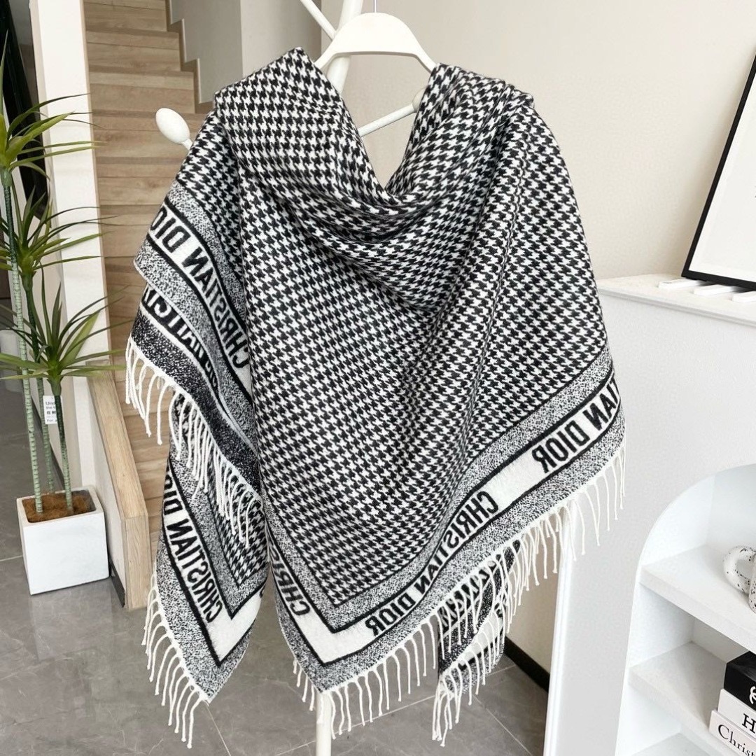 Dior 크리스찬 디올 하운드투스 울 숄 케이프 7