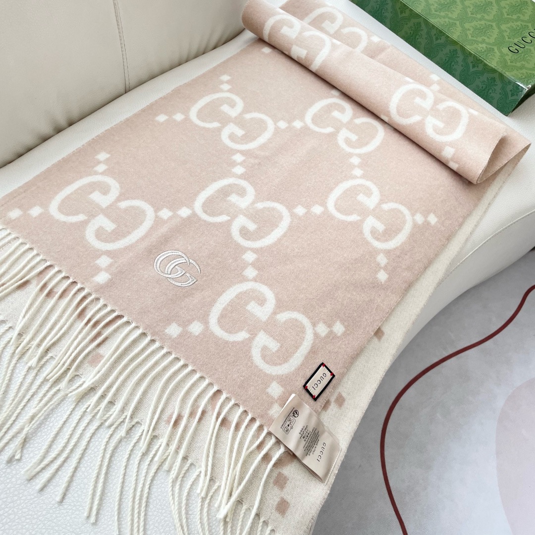 Gucci 구찌 GG 로고 양면 울 머플러 5