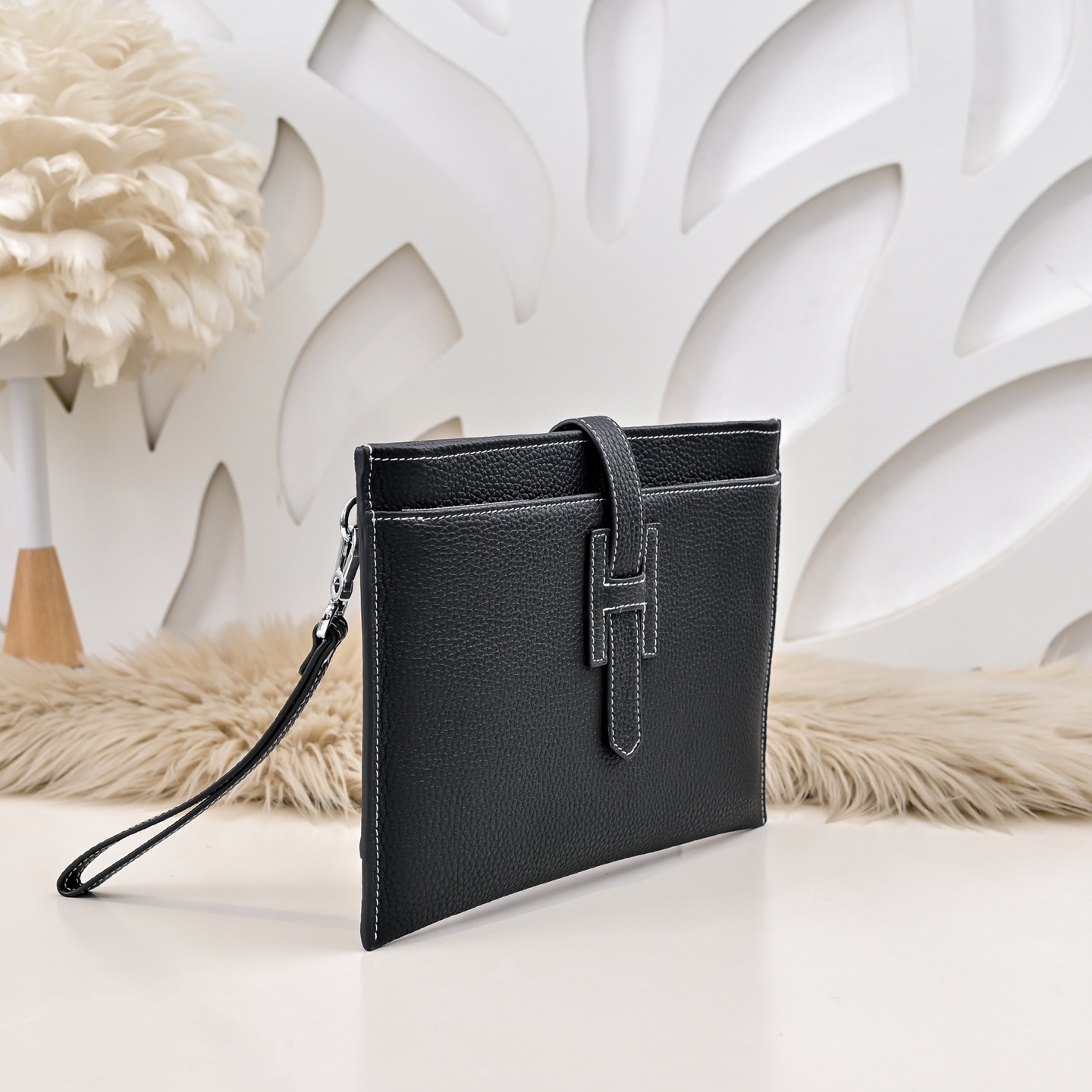 Hermes 에르메스 H 로고 남성 가죽 클러치백 2