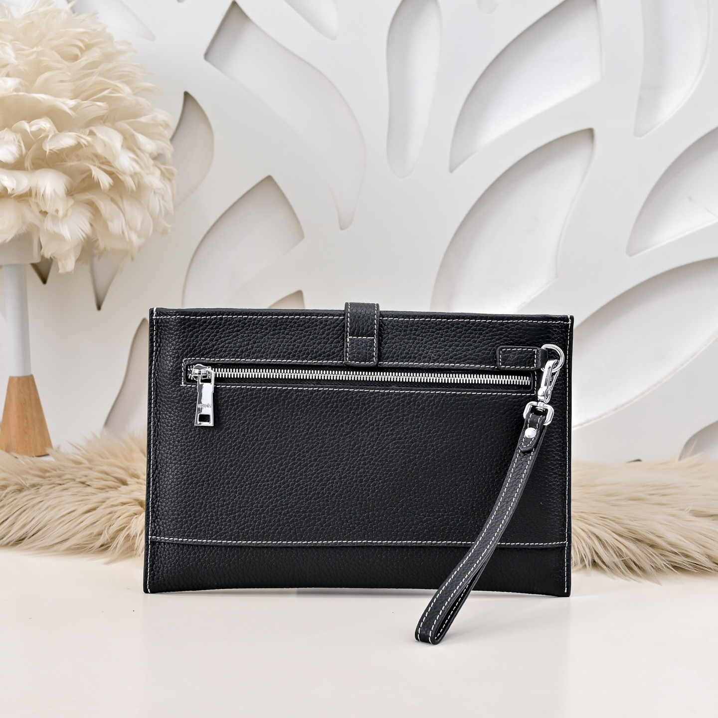 Hermes 에르메스 H 로고 남성 가죽 클러치백 3