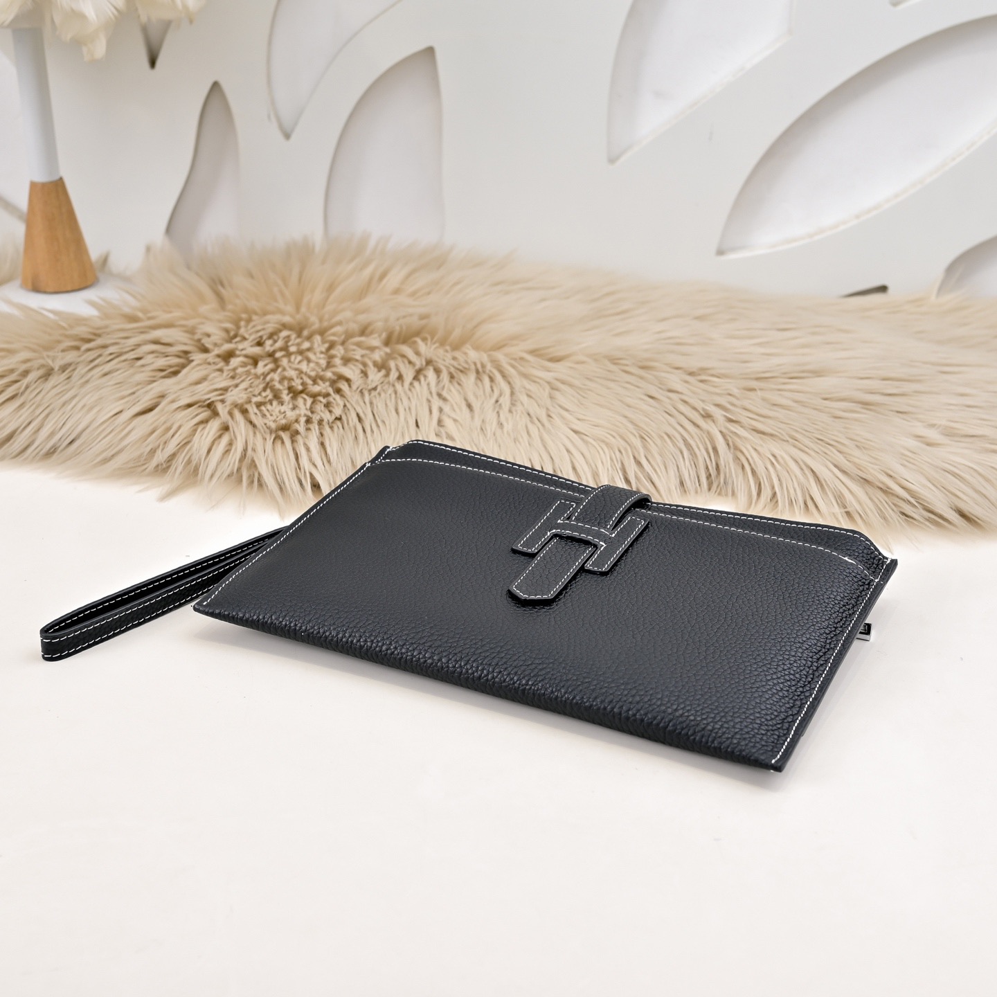 Hermes 에르메스 H 로고 남성 가죽 클러치백 7