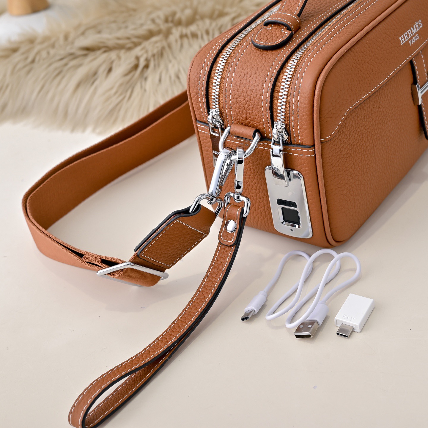 Hermes 에르메스 남성 토고 레더 크로스바디 브라운 가죽 5