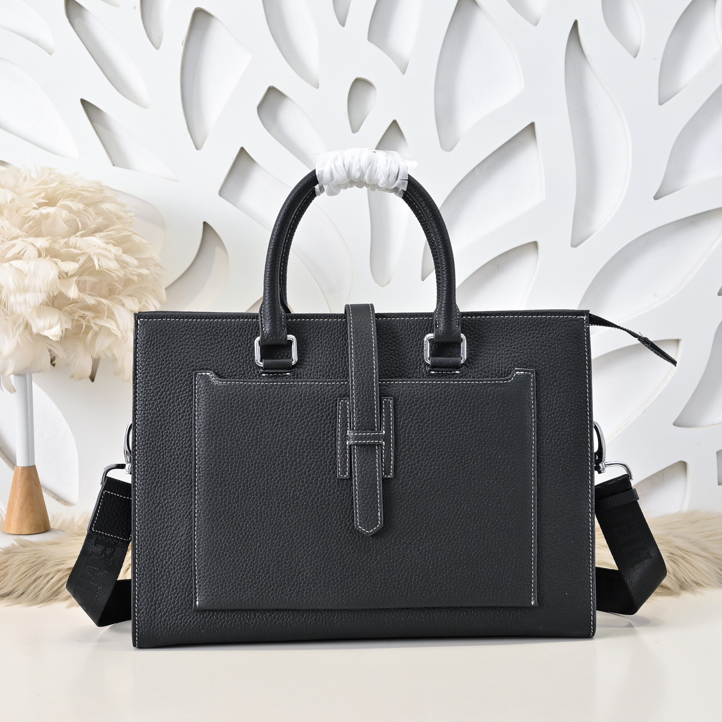 Hermes 에르메스 남성 토트 브리프케이스 블랙 가죽 1