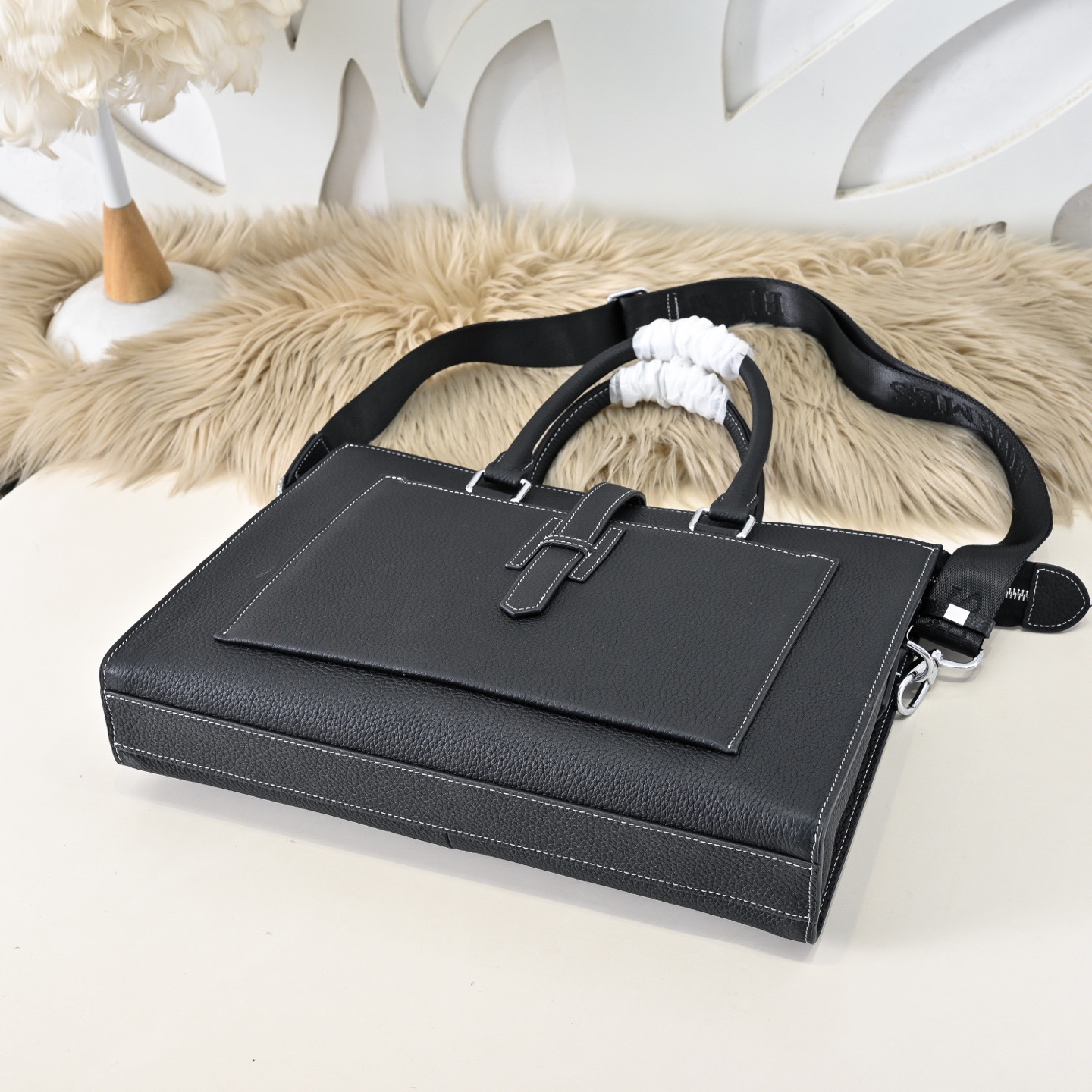 Hermes 에르메스 남성 토트 브리프케이스 블랙 가죽 7