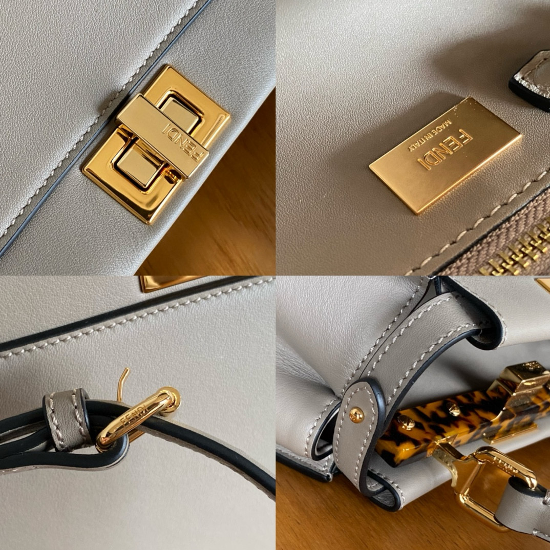 FENDI 펜디 피카부 스몰 토트백 비둘기그레이 골드장식 9