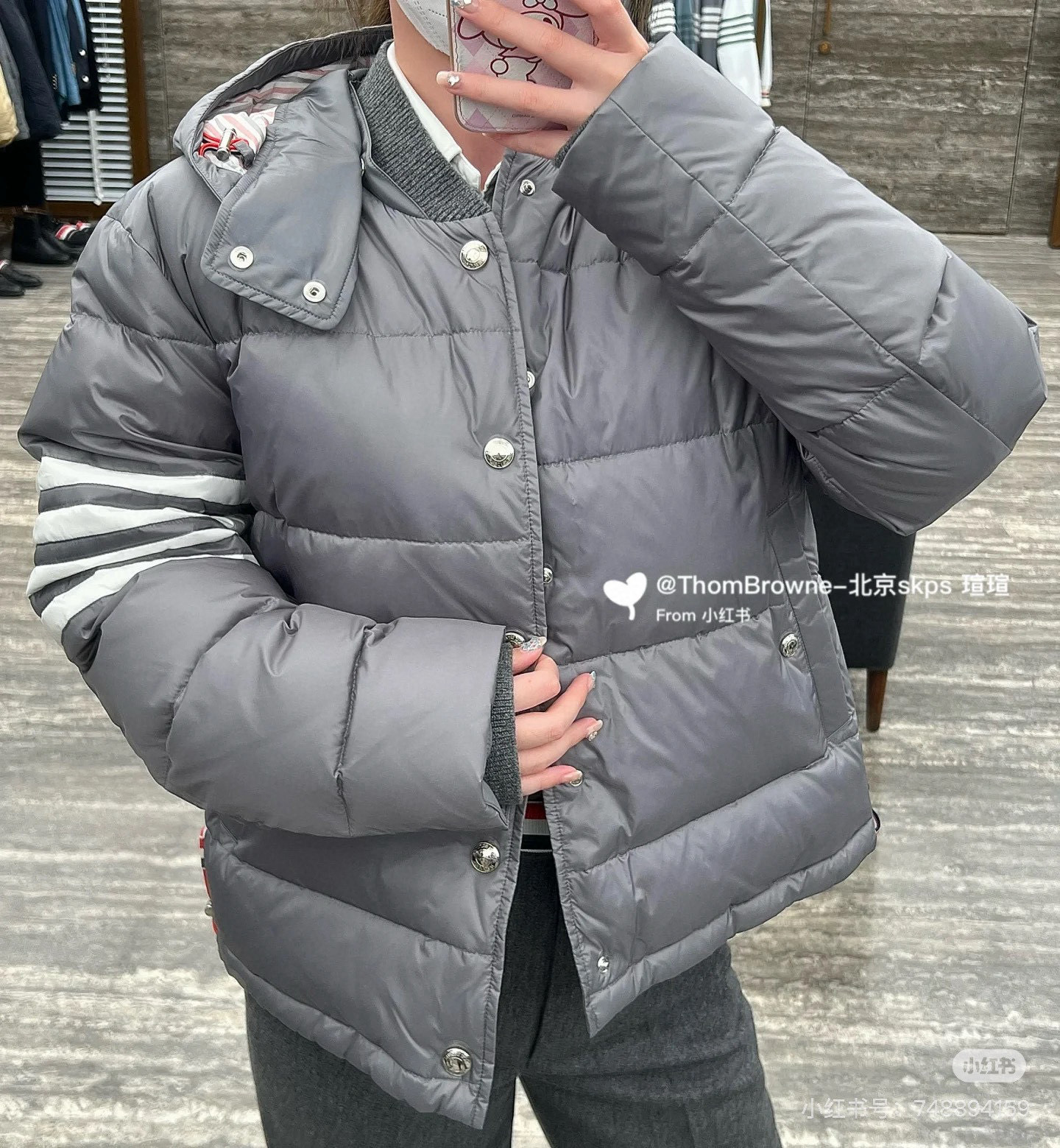 Thom Browne 톰브라운 클래식 사선완장 후드 다운 패딩 재킷 2