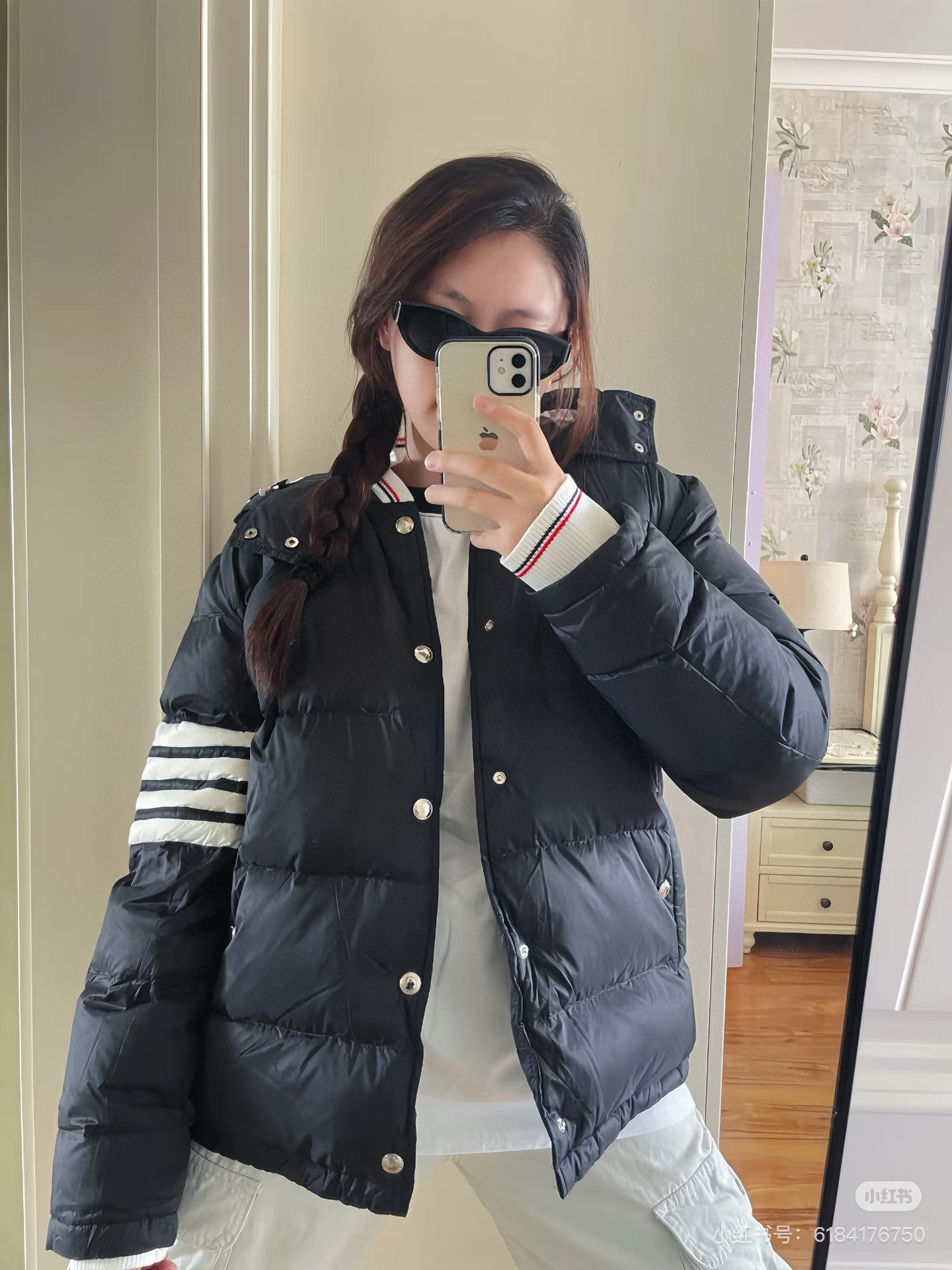 Thom Browne 톰브라운 클래식 사선완장 후드 다운 패딩 재킷 7