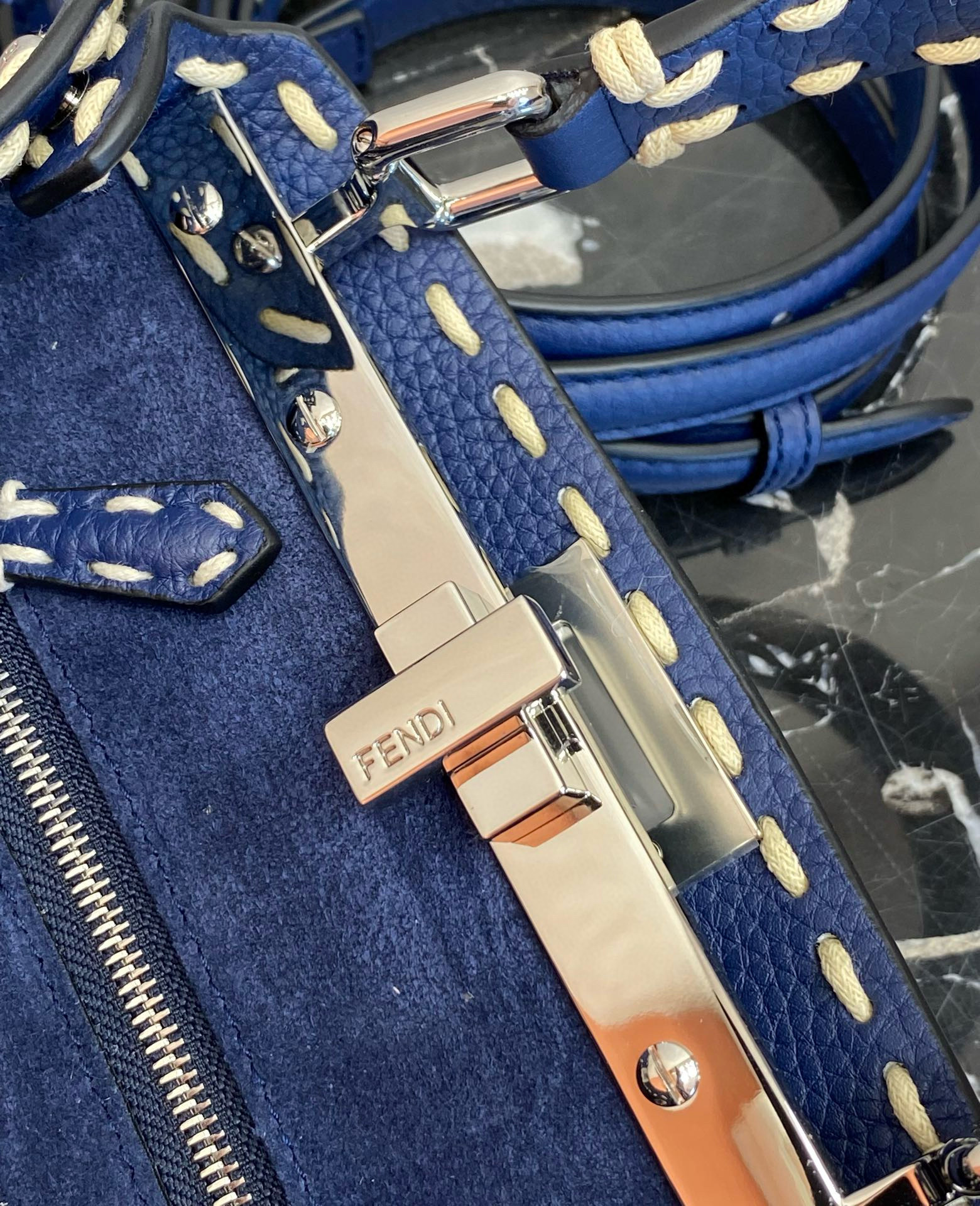 FENDI 펜디 피카부 블루 스티치 토트 크로스백 9