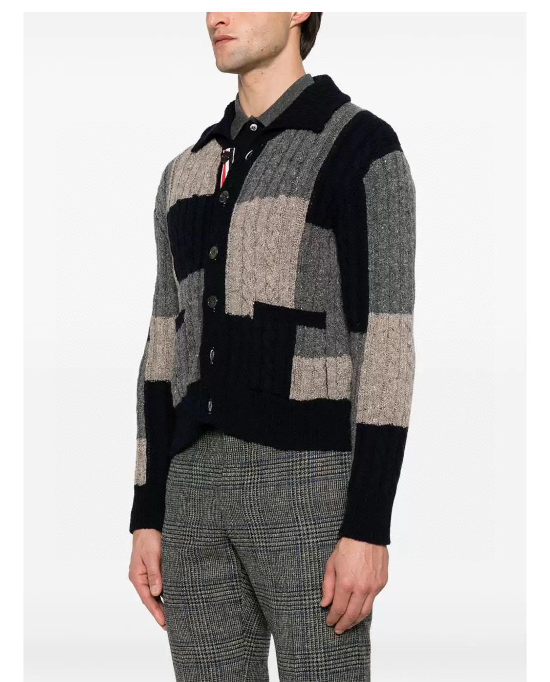 Thom Browne 톰브라운 컬러블록 케이블 니트 가디건 5