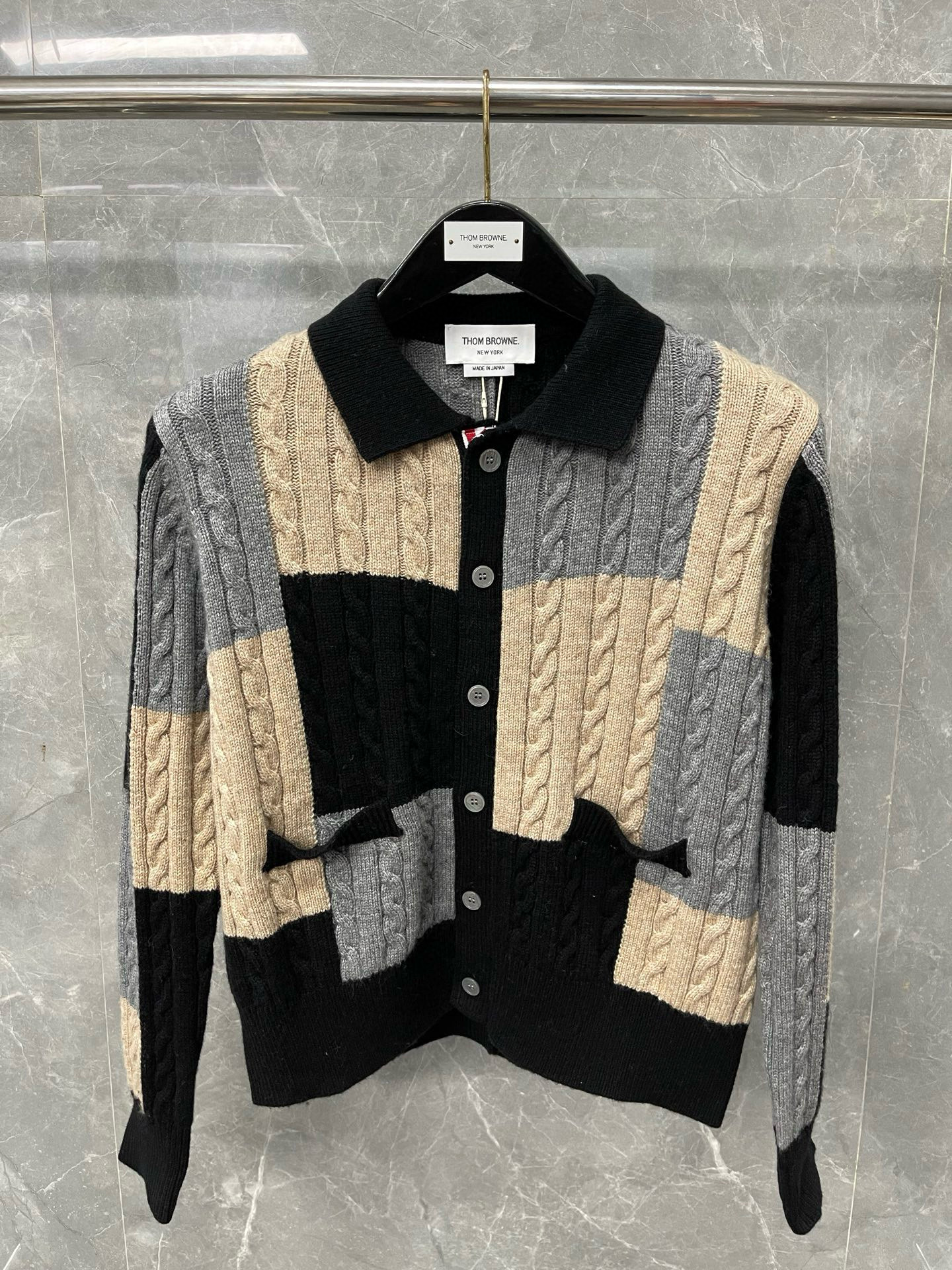 Thom Browne 톰브라운 컬러블록 케이블 니트 가디건 15