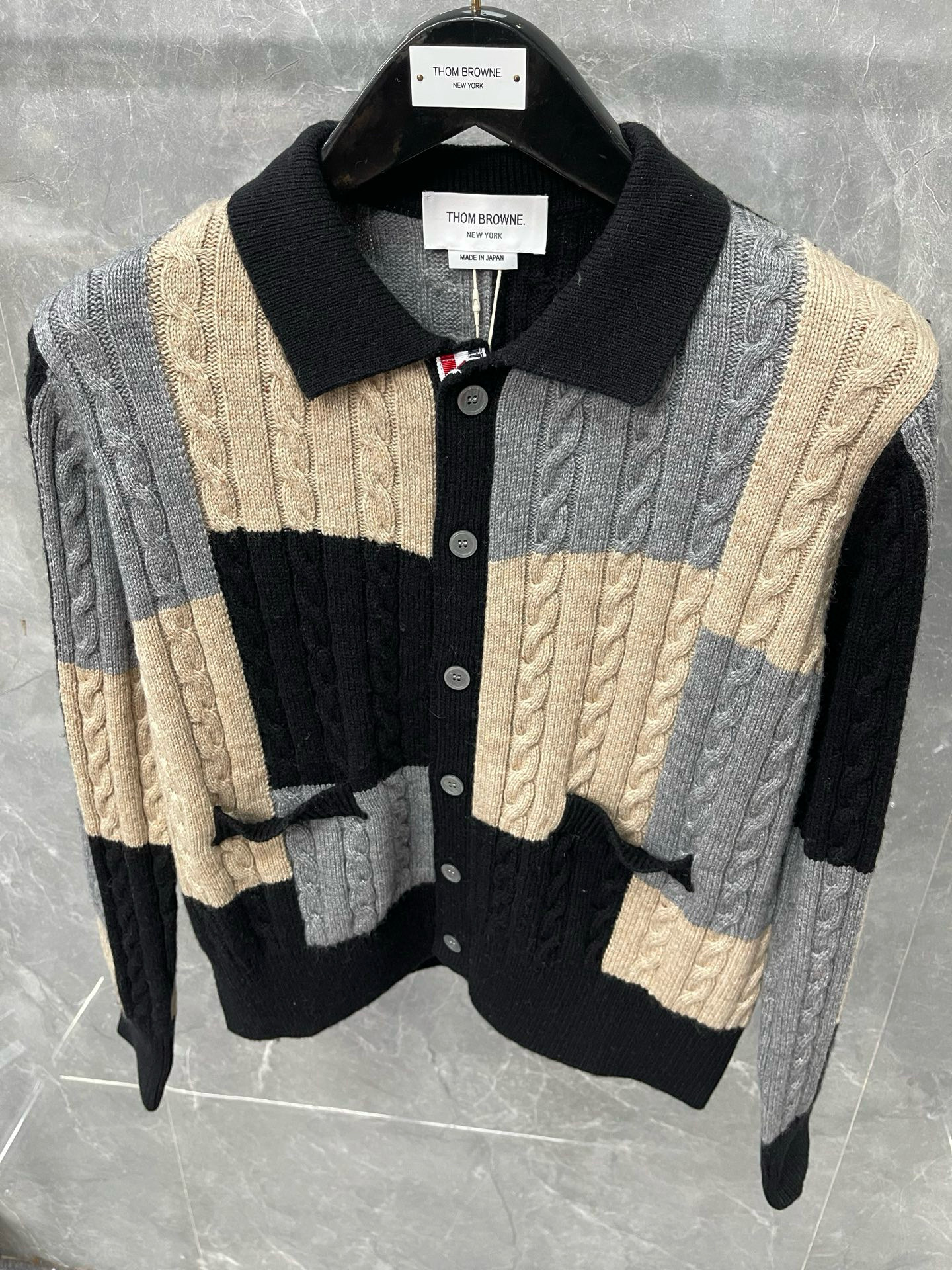 Thom Browne 톰브라운 컬러블록 케이블 니트 가디건 16