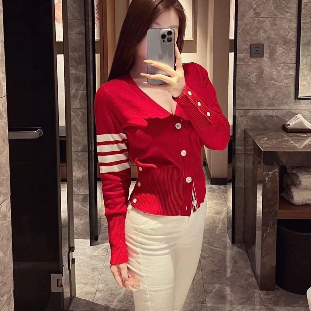 Thom Browne 톰브라운 사선 완장 V넥 울 가디건 2