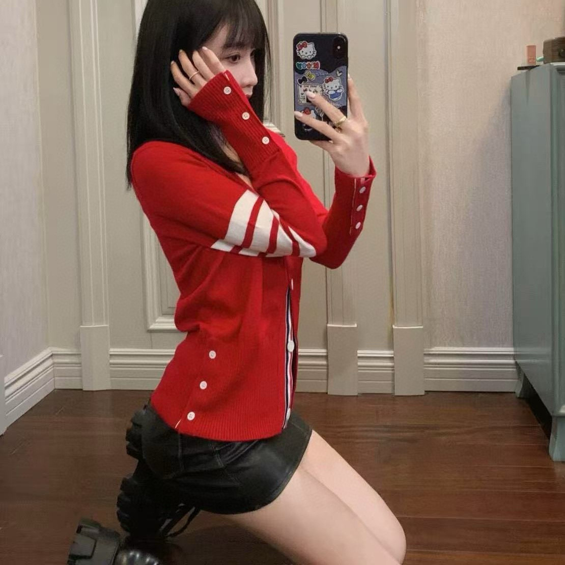 Thom Browne 톰브라운 사선 완장 V넥 울 가디건 3