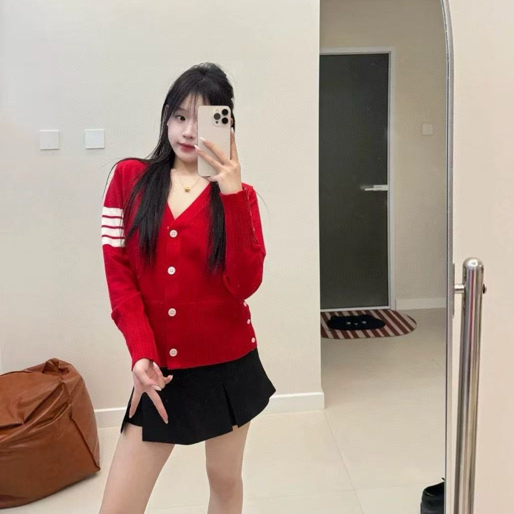 Thom Browne 톰브라운 사선 완장 V넥 울 가디건 5