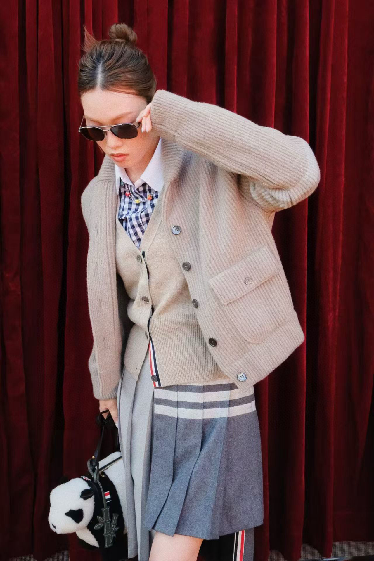 Thom Browne 톰브라운 여성 숄카라 포켓 니트 가디건 8