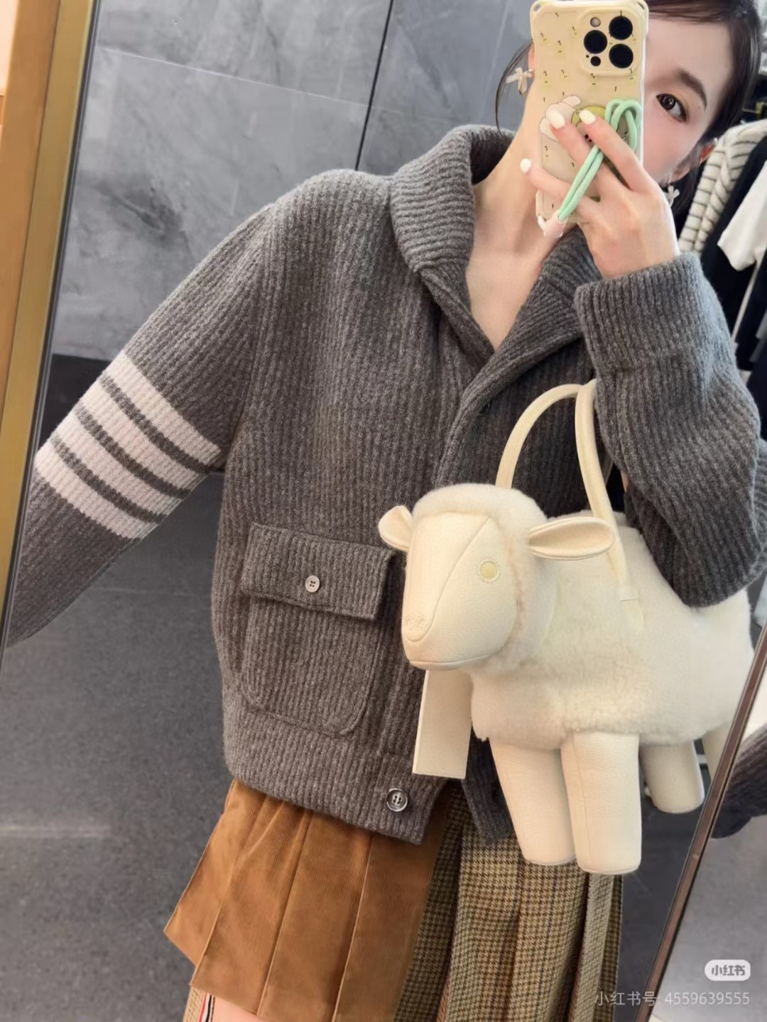 Thom Browne 톰브라운 여성 숄카라 포켓 니트 가디건 5