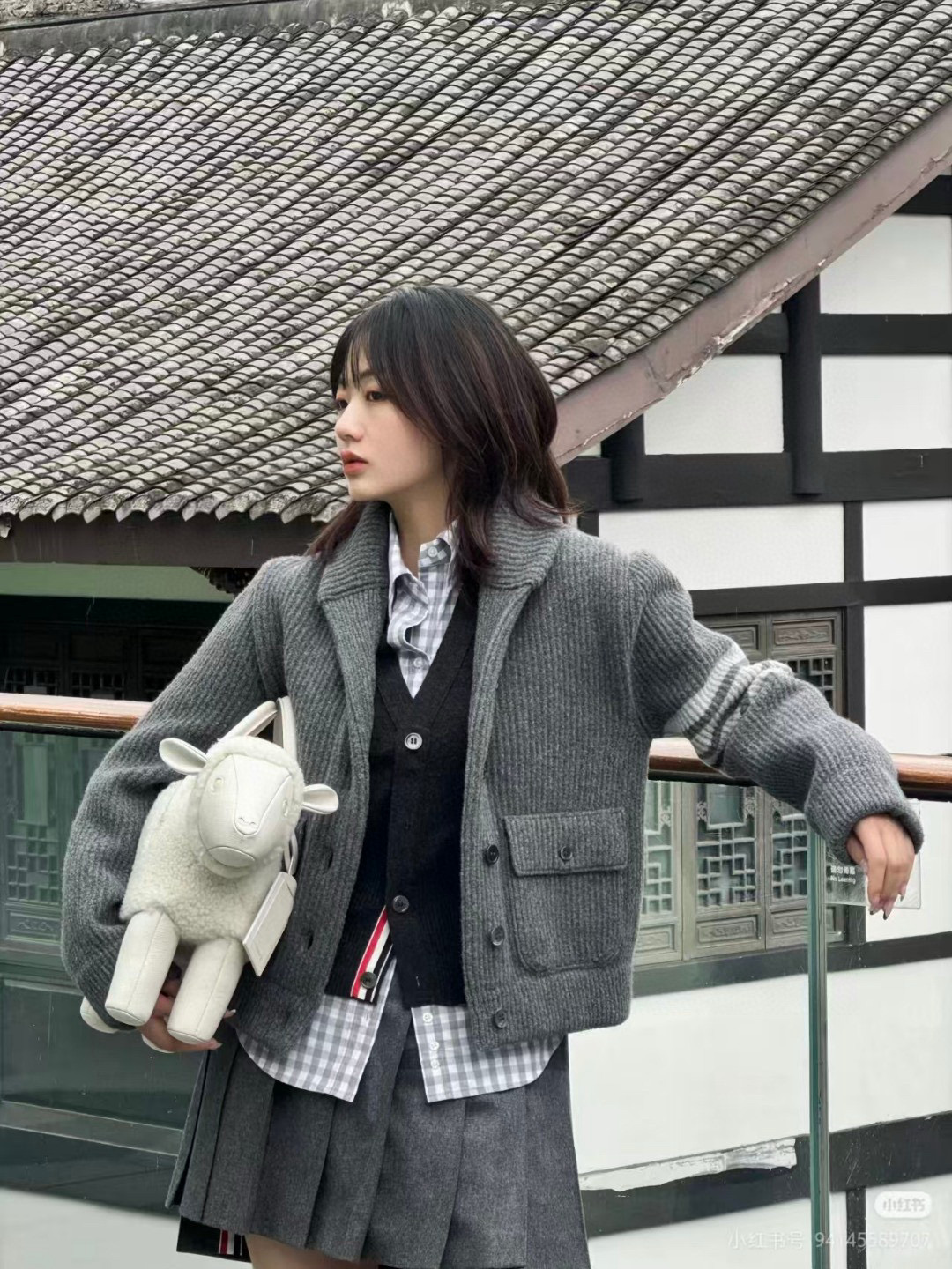 Thom Browne 톰브라운 여성 숄카라 포켓 니트 가디건 9