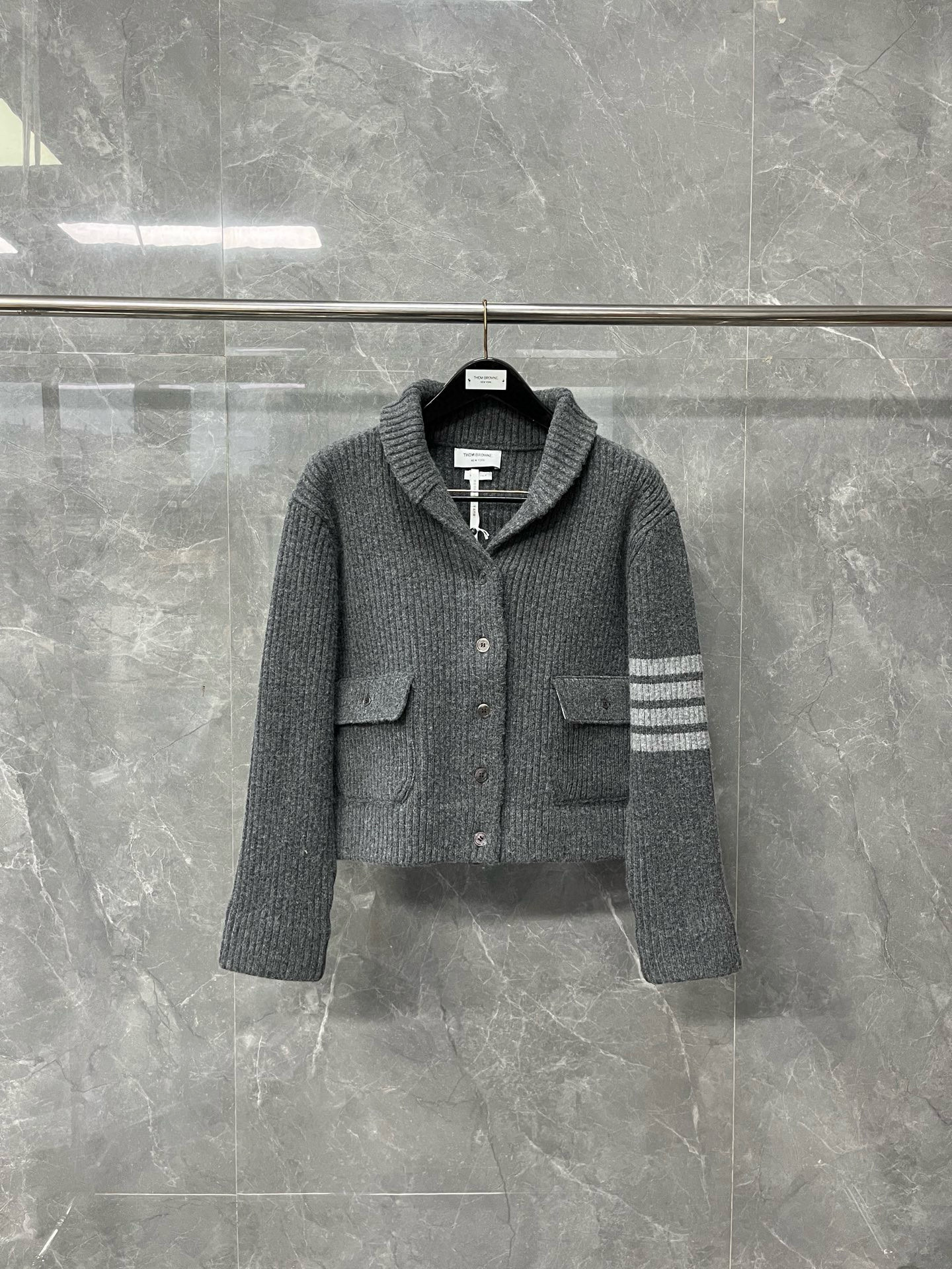 Thom Browne 톰브라운 여성 숄카라 포켓 니트 가디건 10